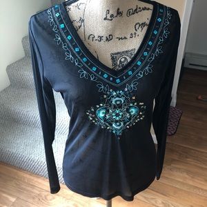 Sheer Sequence Embroidered Top